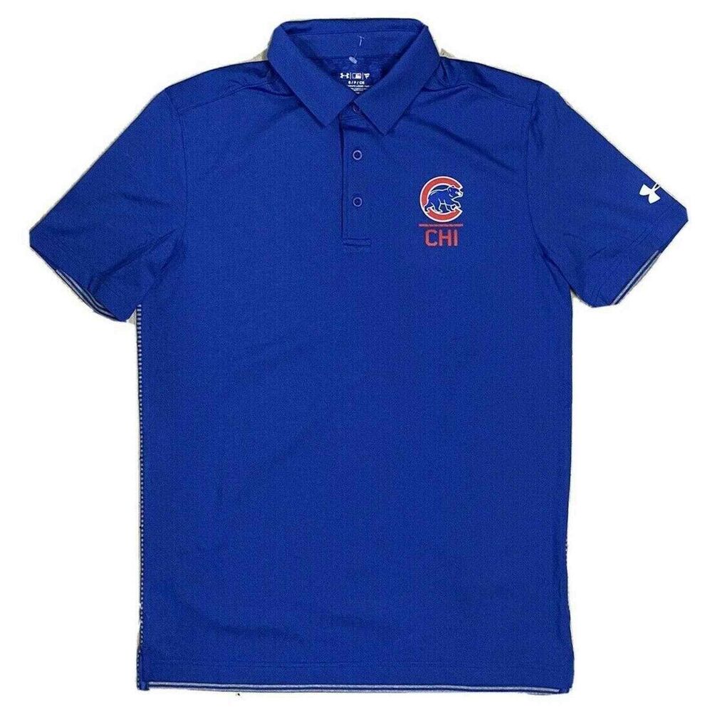 Under Armour Men's Polo Shirt Golf Shirt Chicago Cubs Blue Comfort Sz Sm